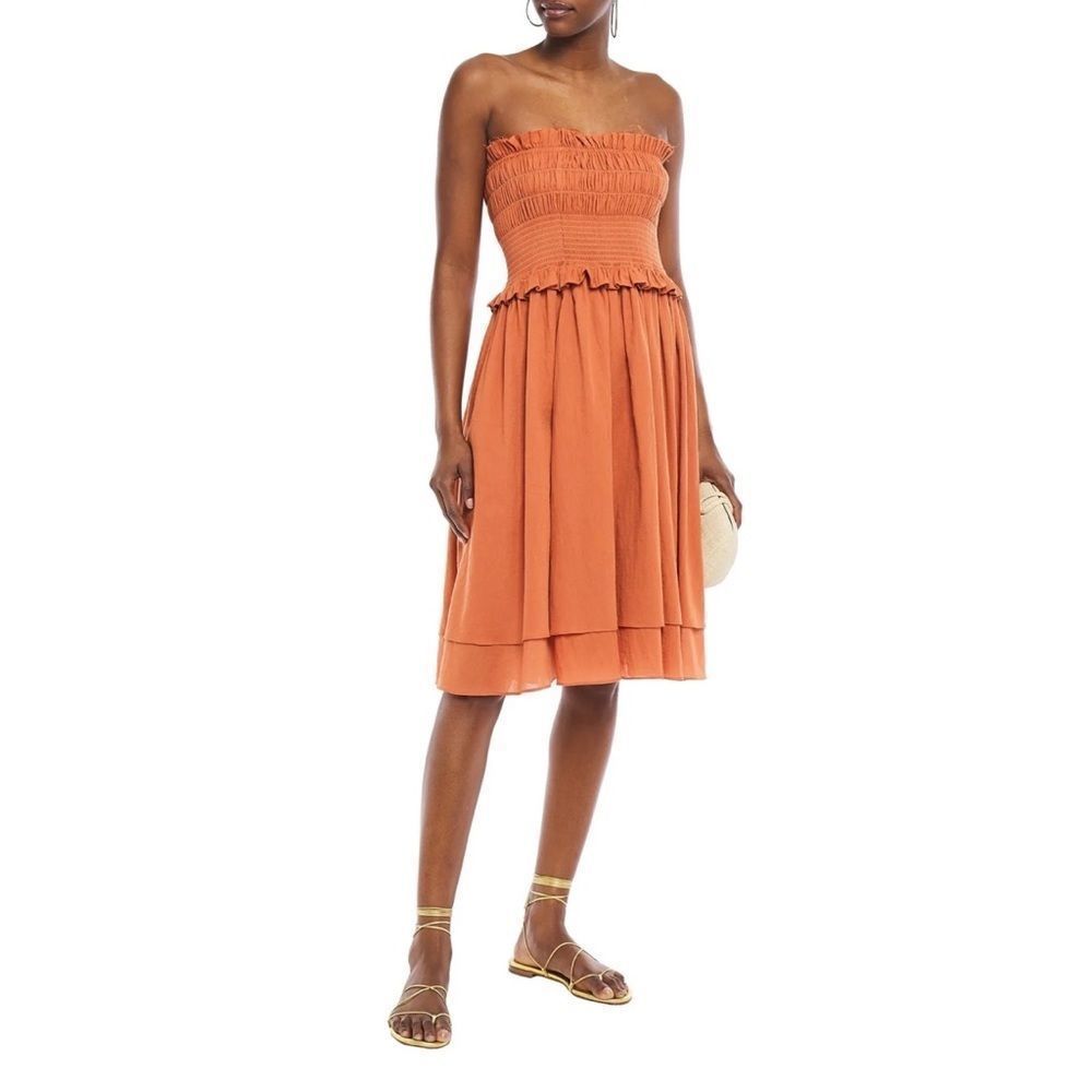 LOUP CHARMANT Strapless shirred cotton-gauze dress NWT Size XS/S